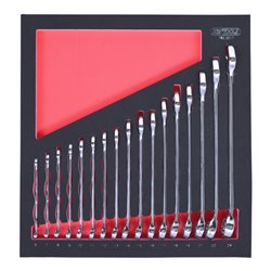 KS Tools SCS CHROMEplus Ringmaulschlüssel-Satz, 17-teilig in 2/3 Systemeinlage