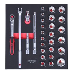 KS Tools SCS CHROMEplus 1/2' Steckschlüssel-Satz, 29-teilig in 2/3 Systemeinlage