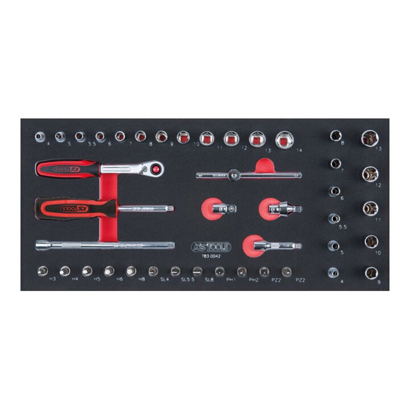 KS Tools SCS CHROMEplus 1/4' Steckschlüssel-Satz, 42-teilig in 1/3 Systemeinlage