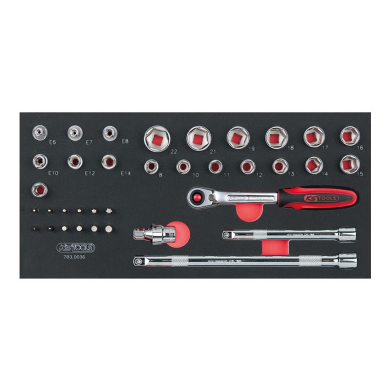 KS Tools SCS CHROMEplus 3/8' Steckschlüssel-Satz, 36-teilig in 1/3 Systemeinlage