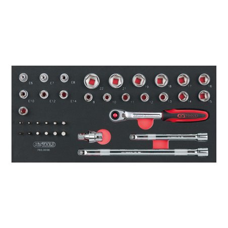 KS Tools SCS CHROMEplus 3/8' Steckschlüssel-Satz, 36-teilig in 1/3 Systemeinlage