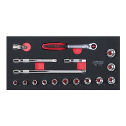 KS Tools SCS CHROMEplus 3/8' Steckschlüssel-Satz, 17-teilig in 1/3 Systemeinlage
