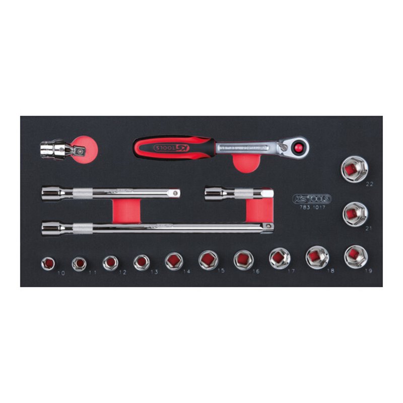 KS Tools SCS CHROMEplus 3/8' Steckschlüssel-Satz, 17-teilig in 1/3 Systemeinlage