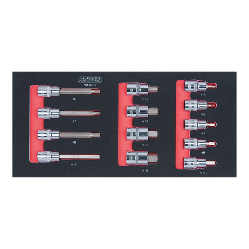 KS Tools SCS CHROMEplus 1/2' Bit-Stecknuss-Satz, 13-teilig in 1/3 Systemeinlage