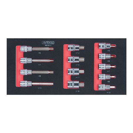 KS Tools SCS CHROMEplus 1/2' Bit-Stecknuss-Satz, 13-teilig in 1/3 Systemeinlage