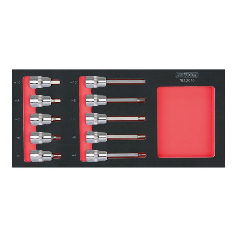 KS Tools SCS CHROMEplus 1/2' Bit-Stecknuss-Satz, 10-teilig in 1/3 Systemeinlage