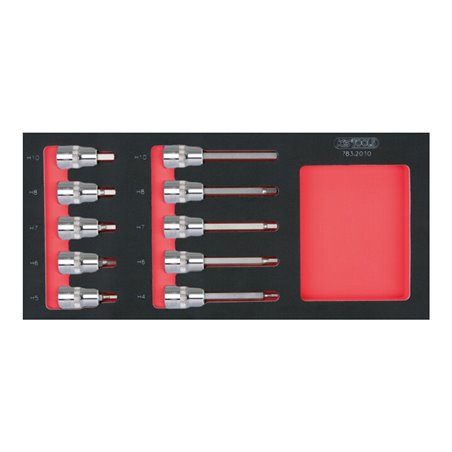 KS Tools SCS CHROMEplus 1/2' Bit-Stecknuss-Satz, 10-teilig in 1/3 Systemeinlage