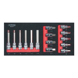 KS Tools SCS CHROMEplus 1/2' Bit-Stecknuss-Satz, 15-teilig in 1/3 Systemeinlage