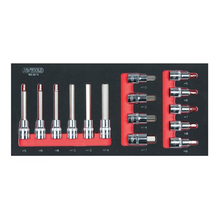 KS Tools SCS CHROMEplus 1/2' Bit-Stecknuss-Satz, 15-teilig in 1/3 Systemeinlage