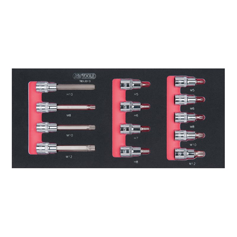 KS Tools SCS CHROMEplus 1/2' Bit-Stecknuss-Satz, 13-teilig in 1/3 Systemeinlage
