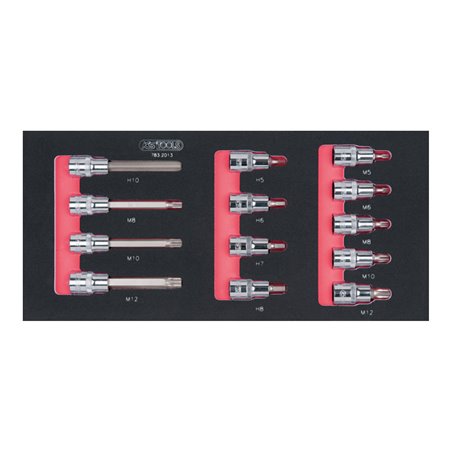 KS Tools SCS CHROMEplus 1/2' Bit-Stecknuss-Satz, 13-teilig in 1/3 Systemeinlage