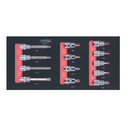 KS Tools SCS CHROMEplus 1/2' Bit-Stecknuss-Satz, TB und XZN, 13-teilig in 1/3 Systemeinlage