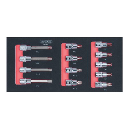 KS Tools SCS CHROMEplus 1/2' Bit-Stecknuss-Satz, TB und XZN, 13-teilig in 1/3 Systemeinlage