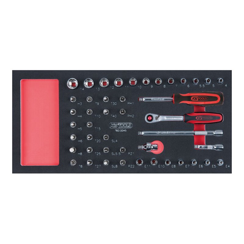 KS Tools SCS CHROMEplus 1/4' Steckschlüssel-Satz, 45-teilig in 1/3 Systemeinlage