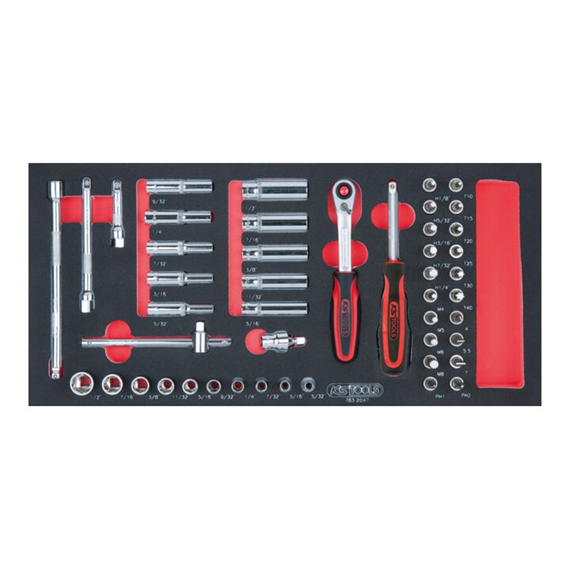 KS Tools SCS CHROMEplus 1/4' Steckschlüssel-Satz,47-teilig in 1/3 Systemeinlage