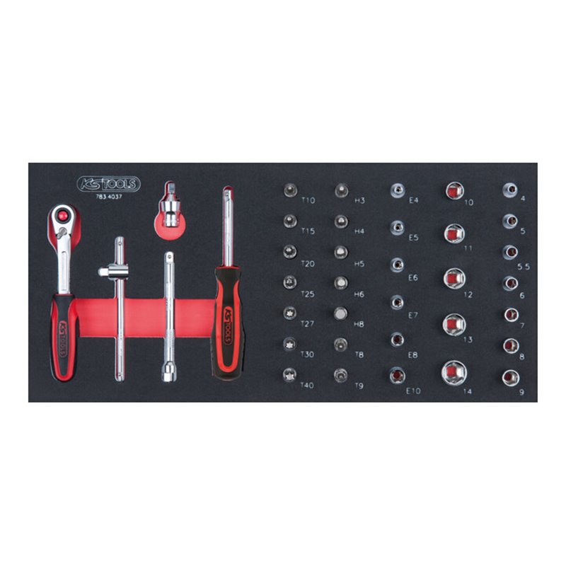 KS Tools SCS CHROMEplus 1/4' Steckschlüssel-Satz, 37-teilig in 1/3 Systemeinlage