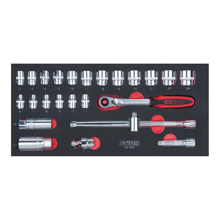 KS Tools SCS CHROMEplus 3/8' Steckschlüssel-Satz, 25-teilig in 1/3 Systemeinlage