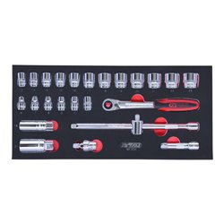KS Tools SCS CHROMEplus 3/8' Steckschlüssel-Satz, 25-teilig in 1/3 Systemeinlage