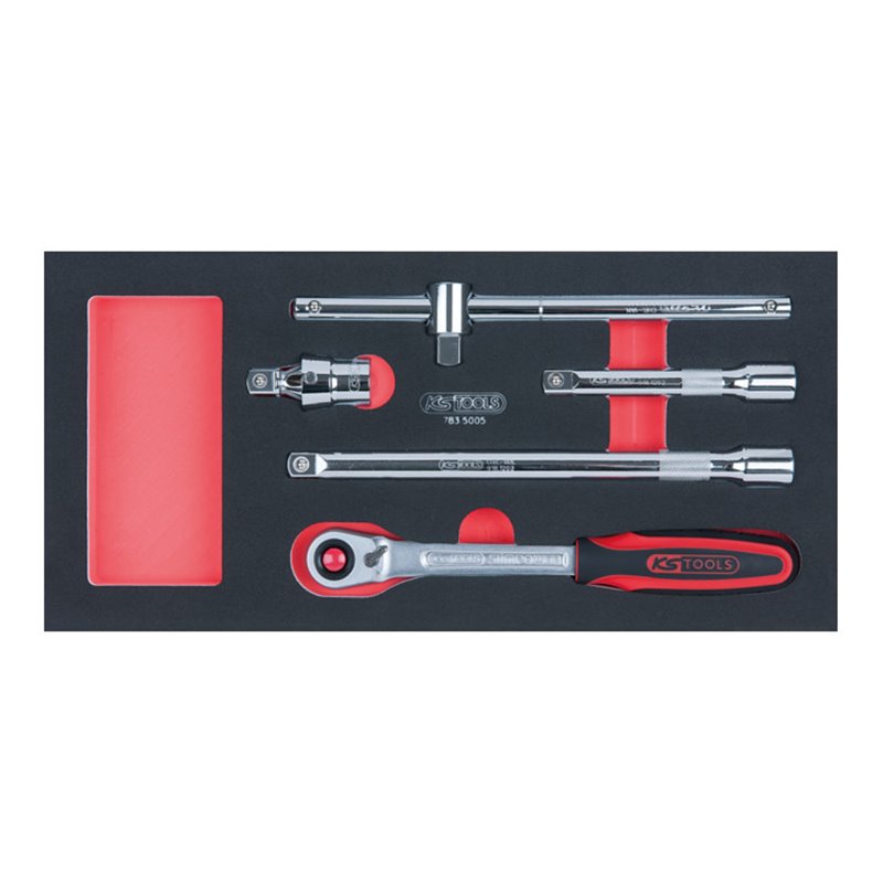 KS Tools SCS CHROMEplus 1/2' Steckschlüssel-Satz, 5-teilig in 1/3 Systemeinlage