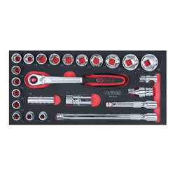 KS Tools SCS CHROMEplus 1/2' Steckschlüssel-Satz, 24-teilig in 1/3 Systemeinlage