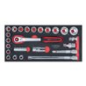 KS Tools SCS CHROMEplus 1/2' Steckschlüssel-Satz, 24-teilig in 1/3 Systemeinlage