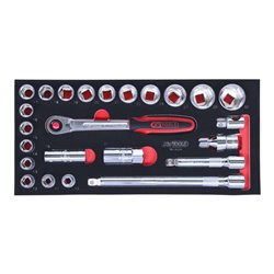 KS Tools SCS CHROMEplus 1/2' Steckschlüssel-Satz, 24-teilig in 1/3 Systemeinlage