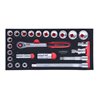 KS Tools SCS CHROMEplus 1/2' Steckschlüssel-Satz, 24-teilig in 1/3 Systemeinlage