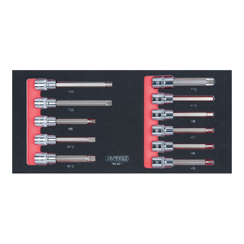 KS Tools SCS CHROMEplus 1/2' Bit-Stecknuss-Satz, 11-teilig in 1/3 Systemeinlage