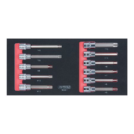 KS Tools SCS CHROMEplus 1/2' Bit-Stecknuss-Satz, 11-teilig in 1/3 Systemeinlage