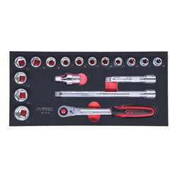 KS Tools SCS CHROMEplus 1/2' Steckschlüssel-Satz, 18-teilig in 1/3 Systemeinlage