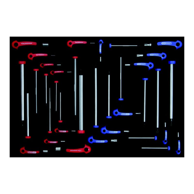 KS Tools T-Griff-Winkelstiftschlüssel-Satz, 18-teilig, in 1/1 Systemeinlage