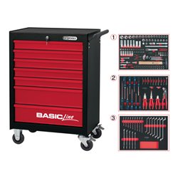 KS Tools Werkstattwagen BASIC schwarz-rot mit Einlagen-Paket STARTER