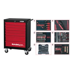 KS Tools Werkstattwagen BASIC schwarz-rot mit Einlagen-Paket EXTENDED