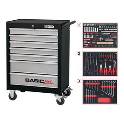 KS Tools Werkstattwagen BASIC schwarz-grau mit Einlagen-Paket STARTER