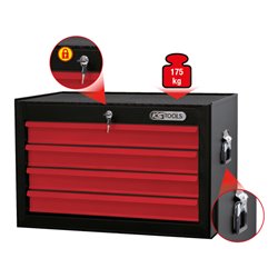 KS Tools BASICline Werkstattwagenaufsatz, 4 Schubladen, schwarz/rot
