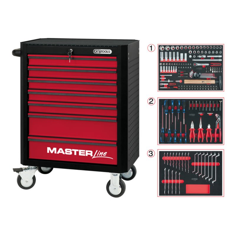 KS Tools Werkstattwagen Master schwarz-rot mit Einlagen-Paket STARTER