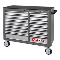 KS Tools MASTERline Großraum-Werkstattwagen, mit 16 Schubladen grau/silber