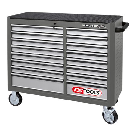 KS Tools MASTERline Großraum-Werkstattwagen, mit 16 Schubladen grau/silber