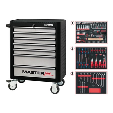 KS Tools Werkstattwagen Master schwarz-grau mit Einlagen-Paket STARTER