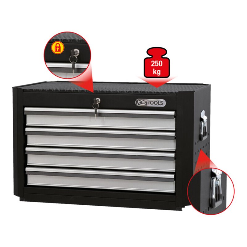 KS Tools MASTERline Werkstattwagenaufsatz,mit 4 Schubladen schwarz/silber