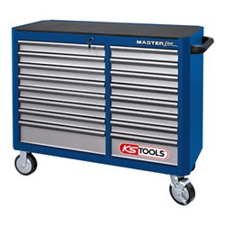 KS Tools MASTERline Großraum-Werkstattwagen, mit 16 Schubladen blau/silber