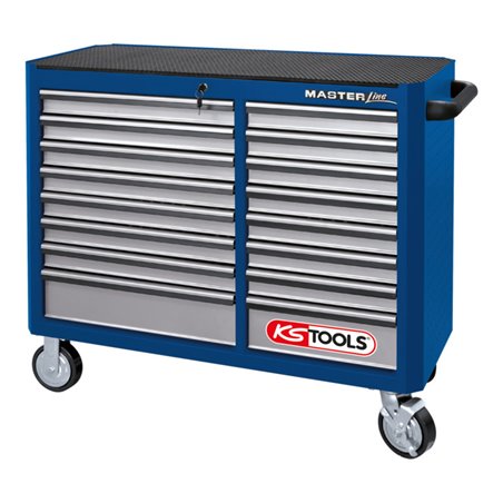 KS Tools MASTERline Großraum-Werkstattwagen, mit 16 Schubladen blau/silber