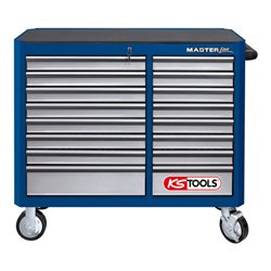 KS Tools MASTERline Großraum-Werkstattwagen, mit 16 Schubladen blau/silber