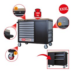 KS Tools MASTERline Werkstattwagen mit 11 Schubladen + 2 Regalböden schwarz/silber