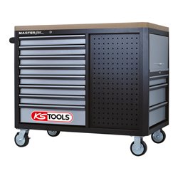 KS Tools MASTERline Werkstattwagen mit 11 Schubladen + 2 Regalböden schwarz/silber