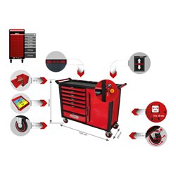 KS Tools RACINGline SCHWARZ/ROT Werkstattwagen mit 7 Schubladen und 1 Tür