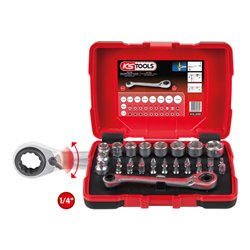 KS Tools 1/4' + 11 mm Durchgangs-Steckschlüssel- und Bit-Satz, 31-tlg.
