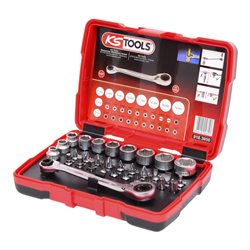 KS Tools 1/4' + 11 mm Durchgangs-Steckschlüssel- und Bit-Satz, 31-tlg.