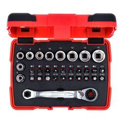 KS Tools 1/4' + 11 mm Durchgangs-Steckschlüssel- und Bit-Satz, 31-tlg.