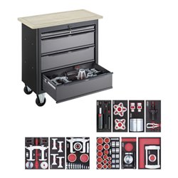 VIGOR Fahrwerk-Werkstattwagen mit Sortiment V5161 Gesamtlänge: 907 mm